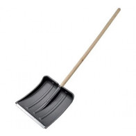 Лопата для снега пласт 380*380мм Снежинка с алюм планкой с черенком - фото - 1