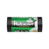 Пакеты д/мусора 35л (30шт) Ромашка Надежные ПВД 50х60см с ушками - фото - 1